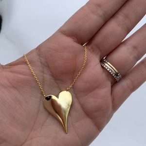 14k on silver gold heart • elongated heart • love